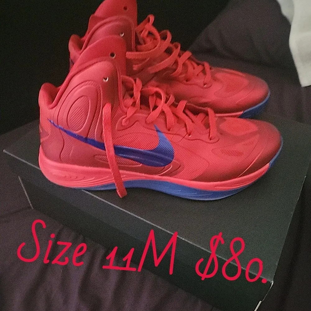 Nike Red and Blue Athletic Basketball Shoes
